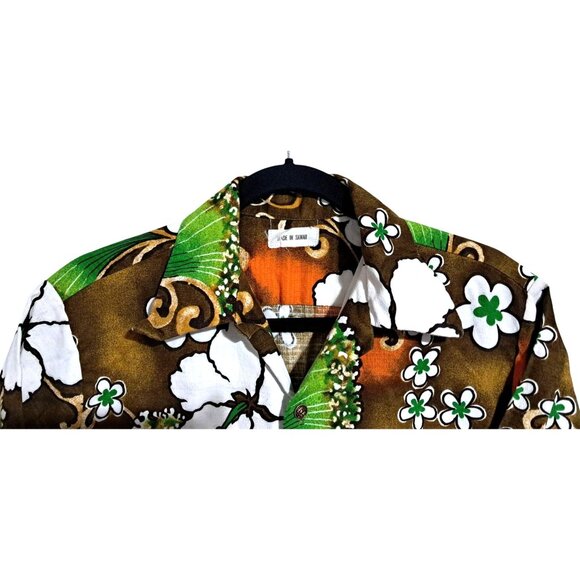 Vintage 1960s Hawaiian Aloha Shirt Sz M Made in Hawaii Metal Coin Buttons Habisc - Picture 4 of 9